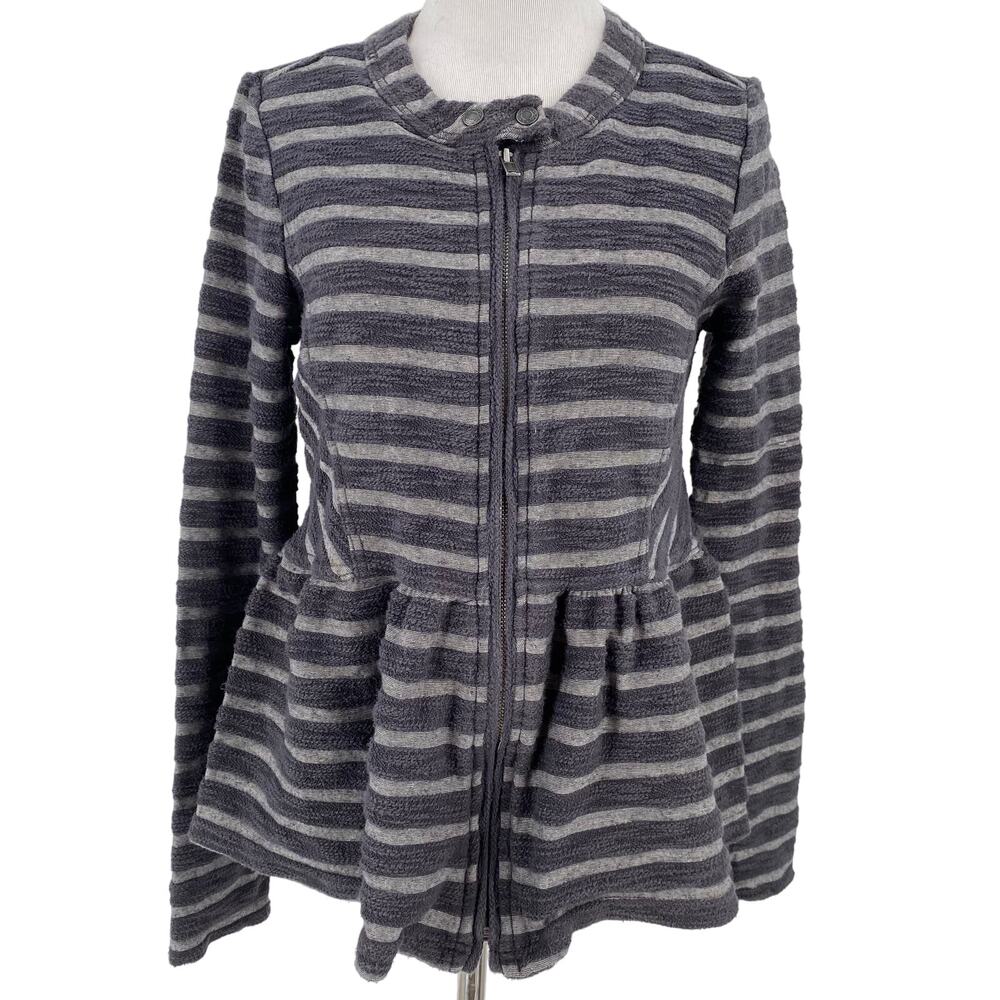 Free People Striped Peplum Zip Up Jacket Size XS